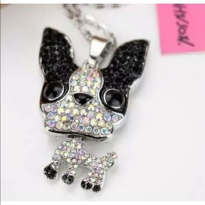 Betsey Johnson Crystal Black & White Dog Necklace